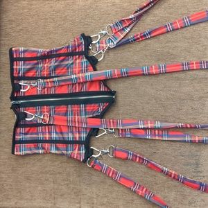 Red Plaid Corset Belt With Straps
